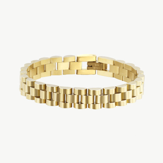 Gliederarmband Clock Edelstahl gold